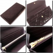 Louis Vuitton 激安　ルイヴィトン 新品 ヴェルニ　財布　ファスナー付き長札　ポルトフォイユ・サラ　アマラント　M93524