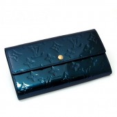 09新作 とってもシックな新カラーのブルーニュイ★ Louis Vuitton 激安 ルイヴィトン 新品 モノグラムヴェルニ ポルトフォイユ・サラ長財布 ブルーニュイ M93667