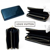 09新作 とってもシックな新カラーのブルーニュイ★ ルイヴィトン 新品/Louis Vuitton 激安◆モノグラムヴェルニ◆ジッピーラウンド長財布 ブルーニュイ◆M93722