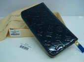 09新作 とってもシックな新カラーのブルーニュイ★ ルイヴィトン 新品/Louis Vuitton 激安◆モノグラムヴェルニ◆ジッピーラウンド長財布 ブルーニュイ◆M93722