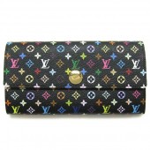 2011年春夏新作　Louis Vuitton 激安　ルイヴィトン 新作 人気 新品 通販＆送料込　モノグラム・マルチカラー LV　長財布　ポルトフォイユ・サラ　長札　ファスナー財布　ノワールｘヴィオレ（ヴァイオレット） M60273