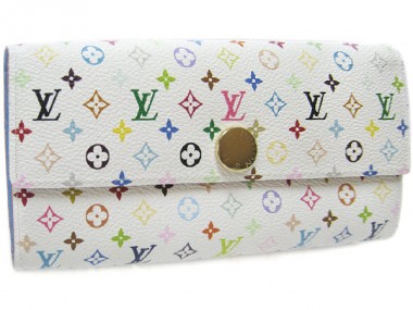 Louis Vuitton 激安　ルイヴィトン 新品　マルチカラー　財布　ファスナー付き長札　ポルトフォイユ・サラ　ブロンｘレザン（ブルー）　M93742