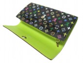 Louis Vuitton 激安　ルイヴィトン 新品　マルチカラー　財布　ファスナー付き長札　ポルトフォイユ・サラ　ノワールｘピスタッシュ　M93748
