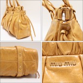 2010年春夏新作！miumiu ミュウミュウ 新作 新入荷＆送料込 2WAY ショルダーハンドバッグ 【イエロー】RT0383