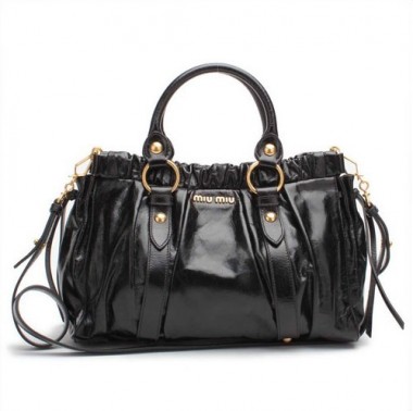 miu miu ミュウミュウ 新作＆送料込 X72 VITELLO LUX NERO ハンドバッグ ブラック RT0383