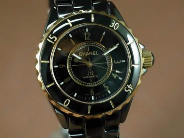 シャネル 新作＆送料込Chanel J12 Oversize TT Black Ceramic Num Markers Men Asia 2836自動卷 J-CH0040